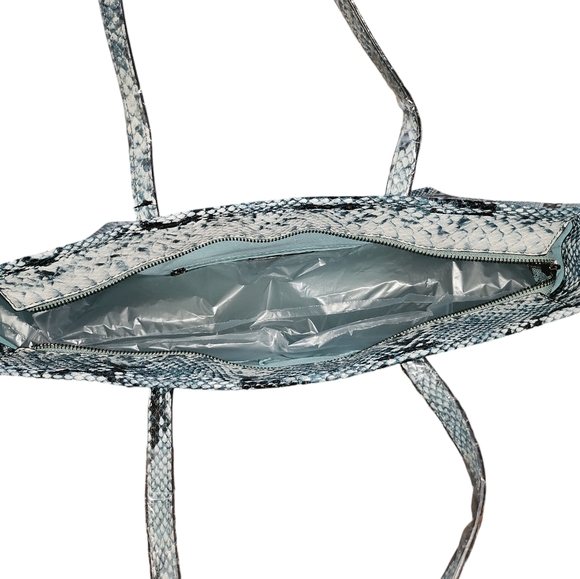 BADGLEY MISCHKA Light Blue Vegan Leather with Multicolor Striped Center Pattern - Picture 7 of 13